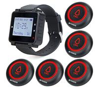 Retekess T128-TD019 Waiter Calling System, Wireless Restaurant Table Call System with 3 Reminder Modes, One-Key Call Button 600mAh Built-in Battery for Restaurants, Bars, Hotel