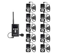 Retekess T130S (2nd Gen T130) Wireless Tour Guide System, Audio Whisper Tour Guide System, 100m, One Key Mute, Interpreting Equipment for for Tourism, Factory Tours (1 Transmitter 10 Receivers)