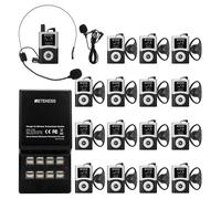 Retekess T130U(4nd Gen T130) Audio Tour Guide System, 200m/656ft, Clear sound quality, One-Key Operation, Whisper Tour Guide System for Factories, Churches, and Companies(1Transmitter 15 Receivers)