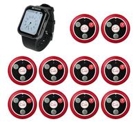 Retekess TD113 Restaurant Call Button System, Waiter Calling System, 262ft, Adjustable Volume, Touch Screen, with 10 4-Key Waterproof Call Buttons for Restaurant, Bar