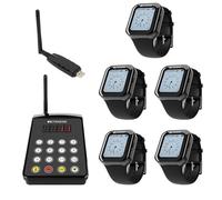Retekess TD113 Restaurant Pager System,Kitchen Waiter Calling System, Magnetic Charging, 262ft, Stylish Touch Colour Screen,Watch Receiver,1 USB 5 Watch Receivers for Hotel, Kitchen, Chef