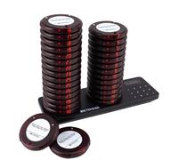Retekess TD163 Restaurant Pager System, 30 Coaster Pagers, 500M Food Buzzer System, Easy to Set Up, 31 Call Modes, 300 mAh 20H, Pagers and Beepers for Food Courts, Large Hotel, Hospital (UK Plug)