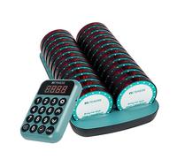 Retekess TD168R Pager System, 400M Restaurant Buzzer, 24 Round Pagers, Independent Keyboard, Out of Range Alarm, Countdown to Time, 300 mAh 25H, Coaster Pagers for Food court, Pubs, Club