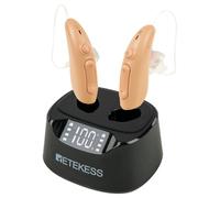 Retekess TE201 Hearing Amplifier for Adults and Seniors, Invisible Design, Digital Display Rechargeable Sound Amplifier, Noise Cancellation, 16 Channels, Assist with Listening to Music Watching TV