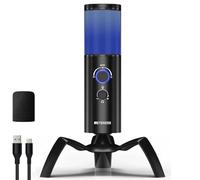 Retekess TG101 RGB Gaming Microphone,USB Condenser Microphone with,Headphone Jack,Cardioid,Omnidirectional,Mute,Computer Microphone for Streaming,Podcasts,Singing