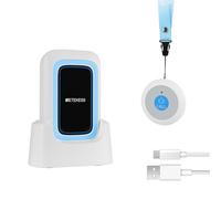 Retekess TH109 Caregiver Pager, Wireless Personal Alarms for Elderly,Emergency Alert System,850 FtCommunication Distance,Multi-lodeAlarm,Home Care(1 Button and 1Receiver)