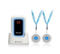 Retekess TH109S Caregiver Pager,Wireless Call Bell for Elderly,850ft Communication Range,Portableand Easy to lse,Distinguishes CallSources,Customizable Alerts,Home Care(2Buttons and 1 Receiver)