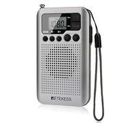 Retekess TR106 Portable Mini Radio,FM AM Pocket Radio,AAA Battery Operated,Sleep Timer,Built-in Speaker,3.5mm Headphone Jackt,for Walking,Camping, (Silver)