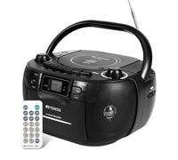 Retekess TR621 CD Player, Boombox, Cassette Player, AM, FM Radio, Stereo Sound, USB and TF with Remote Control, Tape Recording for Home (Black)