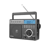Retekess TR629 Portable AM FM SW Radio, Digital Radio with DSP, Digital Tuning and Preset Stations, Supports USB/SD Card, with Clock and Alarm, AC Power or Battery(Black)