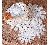 Reteo Lace Placemats,4Pcs Round Lace Hollow Coasters Embroidered Tablecloths Table Plate and Bowl Mats Ornaments Props Decoration 40x40cm Style 1