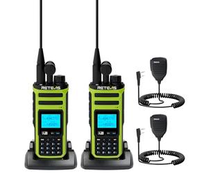 Retevis A3 Ham Radio Quad-Band, Long Range Walkie Talkies, Dual Channel, AM/FM, SSB/AIR Reception, 2500mAh, Double PTT, VOX, Amateur Radios for Outdoor Travelling, Adventure (2Pcs, with Microphone)