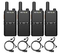 Retevis B63B Walkie Talkies for Adults, Front 3 Buttons Walkie Talkie, One-Click Operation VOX, RT622P 4.0, 1620mAh, 15mm Ultra-Thin, Vox, Earpiece, 2 Way Radio for Restaurant, Hotel (4 Pcs, Black)