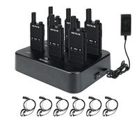 Retevis B63B Walkie Talkies Rechargeable, Front 3 Buttons Walkie Talkie, RT622P 4.0, 15mm Ultra-Thin, VOX, 6 Way Charger with Earpiece, 1620mAh, 2 Way Radio for Restaurant, School (6 Pcs, Black)