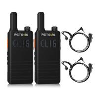 Retevis B63H Walkie Talkies, RT622P (2.0), 103g Lightweight PMR446 2 Way Radio, Ultra-Thin with Screen,1620mAh USB C, VOX Hands Free, Professional Walkie Talkie for Camping, Family (2 Pcs, Black)