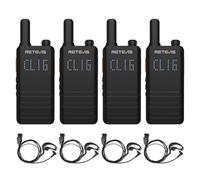 Retevis B63H Walkie Talkies, Walkie Talkie with Screen, 103g Lightweight, PMR446 RT622P (2.0), 16 Channel, USB-C, VOX Hands Free, Professional 2 Way Radio for Restaurants, Retail (4 Pcs, Black)