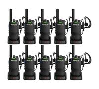 Retevis B64 Long Range Walkie Talkies 10 Pack with Earpieces, AI Noise Reduction Radio, PMR446 License Free, 1200mAh Battery, Emergency Alarm Walkie Talkies for Car Repair,Retail Store,Factory (Black)