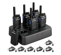 Retevis B64 Walkie Talkies, AI Noise Cancelling & 6 Way Charger & Earpieces | PMR446,AI Noise Reduction, One-key Pairing, 10s Auto Battery Saver, Low Battery Alert, 6 Selectable Voice Broadcast Languages