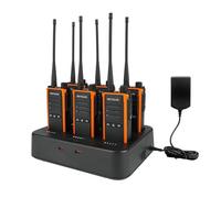 Retevis C65B Long Range Walkie Talkies, IP67 Waterproof, Heavy Duty 2 Way Radio with Six-Way Charging, 1800mAh, Type-C, VOX, Rugged Two Way Radio for Construction Teams(6 Pack)