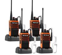 Retevis C66 Walkie Talkies for Adults, 2 Way Radio Long Range, Fast Charging, 1500 mAh, with Earpiece, Easy to Pair,Customizable Side Keys,2 Way Radio Hand Free for Dining Room Hotel (Orange, 4Pcs)