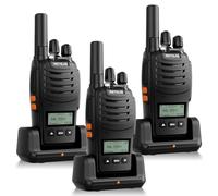 Retevis H777D Walkie Talkies 3 Pack Long Range with LCD Screen, PMR446 2 Way Radio, Type C Charging, 1200mAh, Simply Pairing, Emergency Alarm, Rechargeable for Camping, Cycling (3-Pack, Black)