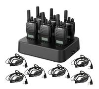 Retevis H777D Walkie Talkies License Free PMR446, 6 Way Charger, LCD Screen, USB Rechargeable 1200mAh, Portable Two Way Radio with Earpieces for Stores, Security (6-Pack, Black)
