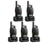 Retevis H777D Walkie Talkies PMR446, Portable Two Way Radio with LCD Screen, Type C Charge 1200mAh, Easy Pairing, Emergency Alarm 2 Way Radio for Restaurant, Schools (5-Pack, Black)