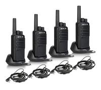 Retevis NR610 Walkie Talkies Professional, Handheld Walkie Talkie with Earpieces, AI Noise Cancelling, PMR446 VOX, 1200mAh USB C Rechargeable 2 Way Radio, Restaurant(4 Pcs, Black)