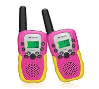 Retevis RA618 Walkie Talkies for Kids, Toys for 6-12 Years Old Girls and Boys, Long Range 8 Channels VOX Flashlight 10 Call Tones Presents for Children Adventure (Pink, 1 Pair)