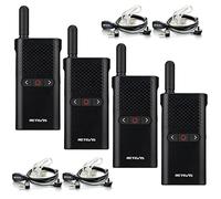 Retevis RB628B Walkie Talkies with Earpieces, PMR446 Rechargeable Walkie Talkie for Adults, 1500mAh, USB C, VOX Hands Free, 2 Way Radio Professional for Restaurant, (4 Pcs, Black)