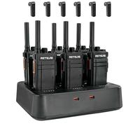 Retevis RB637 Bluetooth Walkie Talkies, HandsFree 2 Way Radios with Wireless Bluetooth Headset, 2000mAh, VOX, Two Way Radio with 6 Way Charger for Restaurant, Hotel (6Pcs, Black)