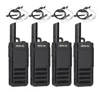 Retevis RB639 Walkie Talkie Portable, Professional 2 Way Radio with Earpieces, USB-C, Ultra-Slim, License-Free, Squelch, Emergency Alarm, VOX Walkie Talkie for Restaurant, Retail (4 Pcs, Black)
