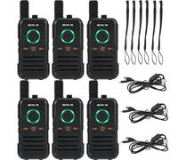 Retevis RB645 Walkie-Talkie, PMR446 Walkie Talkies Rechargeable with Dual PTT, Indicator, USB-C, VOX, Lightweight Portable Two Way Radio for Elderly, Healthcare Hospital, Nursing Home (6 Pcs, Black)