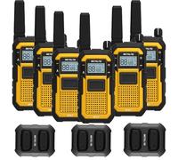 Retevis RB648 Heavy Duty Walkie Talkies IP67 Waterproof Dustproof Shock Resistant, 2000mAh Long Lasting Battery, PMR446 License-Free, Vibration SOS Alert for Construction, Industry (6 Pack, Yellow)