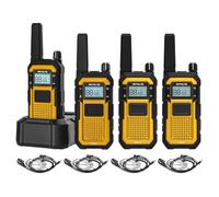 Retevis RB648 Walkie Talkie, Waterproof 2 Way Radios IP67, Dual PTT, SOS Vibration, 2000mAh, Heavy Duty Walkie Talkie with Earpiece for Construction Site Contractors (4 Pack, Yellow)