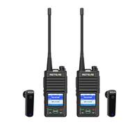 Retevis RB658 Walkie Talkie, Bluetooth Two Way Radio 1800mAh, APP Control, AI Noise Cancelling, 1.77inch Screen, with Wireless Earpiece for Fleet, Vehicle Driving (2 Pack, Black)