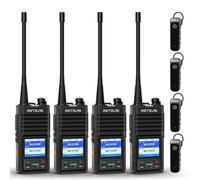 Retevis RB658 Walkie Talkie with Wireless Headset, 2 Way Radio APP Setting, Group Call, 1800 mAh USB C, IP54, Wireless Clone, Professional Walkie-Talkies for Retail(4 Pack, Black)