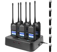 Retevis RB658 Walkie Talkies Professional, 2 Way Radio with Bluetooth-APP, 1.77inch Screen, 6 Way Charger, 1800mAh Battery, VOX, Long Range Walkie Talkie for Security (6 Packs, 6 Earpieces)
