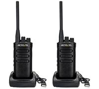 Retevis RB85 Walkie Talkies for Adults, Long Range 2 Way Radio Noise Reduction, 2000mAh Professional Walkie Talkie High Power with USB Charger Base for Workshop, Concert (Black, 2Pcs)