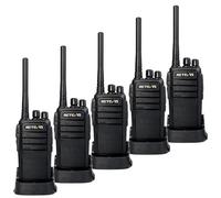 Retevis RT21 Walkie Talkie Long Range, Professional 2 Way Radio, VOX, Emergency Alarm, 1100 mAh Rechargeable, Portable Handheld Walkie Talkies for Factory, Restaurant (Black, 5Pcs)