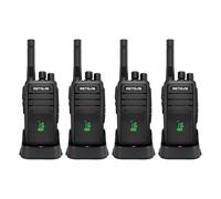 Retevis RT21H Walkie Talkie, IP54 Water-resistant 2 Way Radio Rugged Stealth Screen USB-C Charge PMR446 Easy To Use Long Range Walkie Talkies for Factories, Construction Industry (4 Pcs, Black)