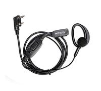 Retevis RT24/RT27/RT28/RT668/RT619/UV-5R/88E/888S Kenwood Compatible 2-Pin D Shape Ear Hook Two Way Radio Headset with Mic - Black (1 Pack)