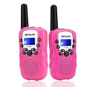 Retevis RT388 Walkie Talkies for Kids Age 3+, Long Range 8CH Toy Gifts, with Backlit LCD Flashlight for Camping, Outdoor Adventures, Family Games(1 Pair, Pink)