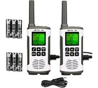Retevis RT45 Walkie Talkies, Rechargeable Walkie Talkies for Adults Long Range, PMR446 16 Channels, With AA Battery LED Torch Walkie Talkie for Family Hiking, Outdoor(Silver, 2Pcs)
