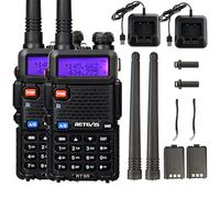 Retevis RT5R Ham Radio, Long Range Two Way Radio, Chirp, 128 Channels, VOX, Flashlight, Type-C, FM, Walkie Talkies for Hiking, Emergency Rescue and Outdoor(Black, 2 Pack)