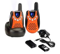 Retevis RT602 Walkie Talkies for Kids, Rechargeable Walkie Talkies with Charging Base, Rechargeable Battery, Toys with Flashlight, 8CH VOX, Funny Gifts for Games, Family, Camping (1 Pair, Orange)