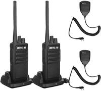 Retevis RT617 Walkie Talkie with Microphone, PMR446 Rechargeable 16 Channels, License Free CTCSS/DCS, VOX Scan Squelch, Professional Walkie Talkies for Security, (2 Pcs, Black)