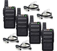 Retevis RT619 Walkie Talkie, 2 Way Radio with Earpieces, PMR446 License Free, Lightweight, VOX, 1300mAh Adults Rechargeable Walkie Talkies for Restaurants, Retail, (4Pcs, Black)
