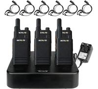 Retevis RT622P Walkie Talkies for Adults, Rechargeable 2 Way Radio with Earpiece, 1620mAh, USB-C, 15mm, VOX, PMR446 2 Way Radios with 6 Way Charger for Retail, Hotel(6 Pack, Black)