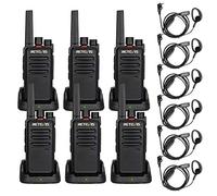 Retevis RT668 2 Way Radios Long Range, Dustproof Professional Walkie Talkies for Adult, PMR446 License-free, Hand Free Walkie Talkie With Earpieces for Manufacturer,Warehouse,school(Black, 6Pcs)